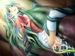  blush breasts cum cum_in_ass cum_in_pussy female game_cg gradient gradient_background green_eyes green_hair long_hair lusterise monsters_raid nipples open_mouth pointy_ears rana_ru skirt solo tears tentacle thighhighs torn_clothes white_legwear white_skirt white_thighhighs zettai_ryouiki 