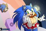  2015 anthro areola big_breasts breasts cleavage clothed clothing crossgender cuisine female hedgehog mammal nipple_slip solo sonic_(series) sonic_the_hedgehog 