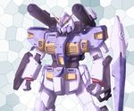  gundam gundam_zeonic_front mecha mudrock_gundam no_humans shield solo takayuuki tile_background 