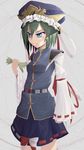  :/ angry belt blue_eyes bow breasts crown crushing green_hair hat limboh_bimboh looking_to_the_side paper pauldrons ribbon ribbon-trimmed_sleeves ribbon_trim shiki_eiki short_hair skirt sleeves_past_wrists small_breasts solo tabard touhou v-shaped_eyebrows 