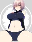  bad_id bad_pixiv_id bare_shoulders fate/grand_order fate_(series) grey_eyes groin hair_over_one_eye mash_kyrielight midriff navel roku_(rokuei009) silver_hair solo 