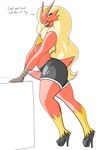  anthro blaziken clothing high_heels male mcnasty nintendo penis pok&eacute;mon red_skin shorts solo video_games 