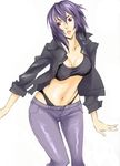  1girl breasts female ghost_in_the_shell ghost_in_the_shell_stand_alone_complex kusanagi_motoko large_breasts purple_hair short_hair simple_background solo underwear white_background 