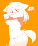  1girl artist_reqeust artist_request blush breasts embarrased embarrassed fox furry monochrome red_eyes short_hair simple_background solo taking_off_clothes 
