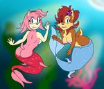  2015 amy_rose anthro archie big_breasts breasts chipmunk female hedgehog heroesheaven mammal marine mermaid nipples rodent sally_acorn sonic_(series) underwater video_games water 