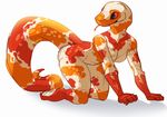  all_four big_tail female fivel jinxcole kneeling orange_skin red_eyes red_skin reptile scalie snake two_tone_skin 