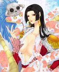  1girl amazon blue_eyes boa_hancock breasts cleavage earrings hand_on_hip jewelry large_breasts long_hair one_piece salome_(one_piece) snake 