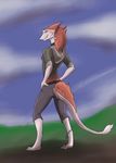  anna_the_sergal anthro aspeel breasts clothed clothing cute female looking_at_viewer purple_eyes sergal small_breasts smile solo summer what young 