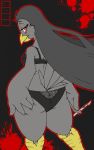  avian beak big_butt bird blood bra breasts butt clarabellecrow clothing corvid crow female looking_at_viewer non-mammal_breasts red_eyes scalpel solo underwear 