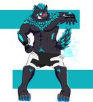  2015 bioluminescence blue_fur blushed fur glowing hologram holographic_limbs kreic(character) male muscles vocalokiba 