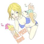  1girl bathing_suit food ice_cream nami_(one_piece) one_piece short_hair simple_background smile solo 