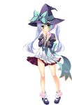  :&lt; blue_hair blush dress full_body green_eyes hat highres houtou jacket katagiri_hinata koihime_musou long_hair mary_janes official_art shoes socks solo transparent_background twintails witch_hat 