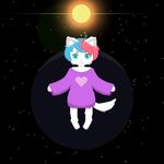  animal_humanoid cat cat_humanoid colorful cub cute dyed_hair feline floating fur girly green_eyes hair hair_dye hairpin humanoid kittery maine_coon male mammal safe space white_fur young 