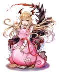  :d bad_id bad_pixiv_id bat_wings beth_(shingeki_no_bahamut) black_skirt blonde_hair demon_tail dragon fang floating_hair frilled_skirt frills granblue_fantasy head_wings highres long_hair long_sleeves mimimi_(echonolog) nail_polish open_mouth pointy_ears red_eyes red_nails shingeki_no_bahamut shirt simple_background skirt smile solo tail vampire vampy white_background white_shirt wings 