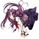  blue_eyes fate/stay_night fate_(series) highres homurahara_academy_uniform minazuki_haruka purple_hair school_uniform solo toosaka_rin twintails vector_trace 