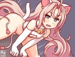  1girl animal_ears bra cat_cutout cat_ear_panties cat_ears cat_lingerie cat_tail cleavage_cutout clothing_cutout drum_(kancolle) elbow_gloves frilled_bra frills gloves grey_eyes groin hair_rings kanon_(kurogane_knights) kantai_collection long_hair meme_attire one-hour_drawing_challenge panties pink_hair side-tie_panties solo straddling tail underwear underwear_only untied_panties very_long_hair white_bra white_gloves white_panties 