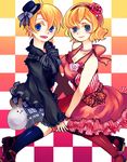  1girl america_(hetalia) axis_powers_hetalia blonde_hair blue_eyes bunny dress dual_persona genderswap genderswap_(mtf) hat shorts tenteko_(darasido) 