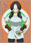 1girl bike_shorts black_hair blue_eyes breasts closed_mouth code_null collarbone dragon_ball dragon_ball_z gloves highres long_hair looking_at_viewer shirt smile solo twintails videl white_shirt 