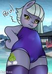 anykoe baka blush blush_lines building clothing earth_pony equid equine female feral footwear friendship_is_magic genitals hasbro horse hot_spring house latex limestone_pie_(mlp) looking_at_viewer mammal my_little_pony pony pussy signature socks solo swimwear text tsundere water