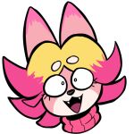 1:1 2020 alpha_channel anthro blonde_hair canid canine circle_eyebrows digital_drawing_(artwork) digital_media_(artwork) eyebrows eyelashes fangs fox fz_fox_(coloristfoxfz) hair headshot_portrait male mammal multicolored_hair open_mouth open_smile pink_ears pink_face pink_hair portrait qwerty_soda simple_background smile solo teeth transparent_background two_tone_face two_tone_hair white_eyebrows