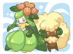  bad_id bad_pixiv_id creature flower full_body gen_5_pokemon lilligant looking_at_viewer no_humans plant pokemon pokemon_(creature) waving whimsicott wool yellow_eyes 