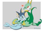 ambiguous_gender duo eeveelution feral generation_1_pokemon generation_5_pokemon hi_res maoegou nintendo pokemon pokemon_(species) serperior vaporeon