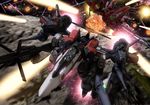  battle explosion gerwalk laser macross macross_frontier mecha missile no_humans realistic robographer science_fiction space spoilers variable_fighter vf-25 vf-27 war 