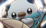  :d black_eyes blurry blurry_background commentary fang happy holding_seashell komepan no_humans open_mouth oshawott pokemon pokemon_(creature) seashell shell smile solo tongue 