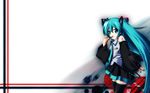  blue_eyes blue_hair hatsune_miku headphones skirt thigh-highs tie twintails vocaloid 