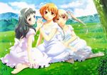  3girls grass kamiizumi_yasuna kashimashi kurusu_tomari osaragi_hazumu summer_dress 