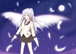  angel_beats! feathers gray_hair kneehighs tachibana_kanade tenshi wings yellow_eyes 