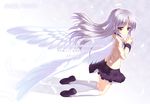 angel_beats! gray_hair kneehighs long_hair skirt tachibana_kanade tenshi wings yellow_eyes 
