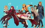  !? 3girls 5boys anise_tatlin asch bad_id bad_pixiv_id black_hair blonde_hair blue_background blue_eyes brown_hair choker glasses gloves green_choker green_eyes green_hair guy_cecil hair_tubes hairband hug ion jade_curtiss kira_(abyss) long_hair luke_fon_fabre mieu multiple_boys multiple_girls natalia_luzu_kimlasca_lanvaldear orange_neckwear red_hair scarf short_hair sidelocks smile surcoat tales_of_(series) tales_of_the_abyss tear_grants tokunaga twintails 