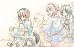  dog kaenbyou_rin komeiji_koishi komeiji_satori multiple_girls oekaki pack_of_dogs petting puppy reiuji_utsuho sakuraba_yuuki touhou 