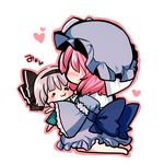  :3 bad_id bad_pixiv_id blush bow chibi doll hairband hat heart konpaku_youmu lowres matatabi_maru multiple_girls myon_(phrase) pink_hair ribbon saigyouji_yuyuko short_hair silver_hair tears touhou 