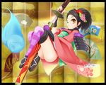  ass japanese_clothes lying oboro_muramasa oboro_muramasa_youtouden sword weapon wink 