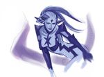  1girl blue_eyes blue_hair blue_lips blue_skin breasts female final_fantasy final_fantasy_xi kareji pointy_ears shiva shiva_(final_fantasy) solo white_background 