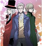  august_7 bad_id bad_pixiv_id darker_than_black glasses goran_(darker_than_black) hat ilya_sokolov male_focus multiple_boys sudachips top_hat trench_coat 