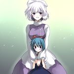  age_difference blush cirno hat height_difference hug hug_from_behind letty_whiterock multiple_girls onimaru_gonpei short_hair touhou 