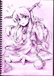  alcohol cup gourd ibuki_suika monochrome purple sakazuki sake sitting solo touhou traditional_media vent_arbre 