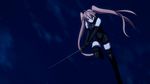  1girl animated animated_gif high_school_dxd long_hair night purple_eyes shidou_irina solo suit sword twintails weapon 