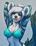  bra breasts canine clothing dog eyes_closed falvie female hair mammal solo tongue tongue_out underwear white_hair 