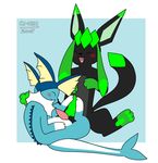  2015 blush c1-11131 duo eeveelution erection feral foot_fetish footjob glaceon male male/male nintendo open_mouth paws penis pok&eacute;mon simple_background smile vaporeon video_games 