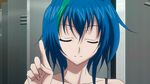  1girl animated animated_gif blue_hair eyes_closed high_school_dxd short_hair smile solo standing xenovia_(high_school_dxd) 