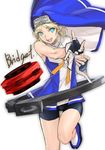  androgynous artist_request blonde_hair blue_eyes bridget_(guilty_gear) character_name fingerless_gloves gloves gradient gradient_background green_eyes guilty_gear guilty_gear_xx habit long_hair nun open_mouth smile solo yo-yo 