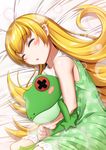  bakemonogatari blonde_hair blush_stickers closed_eyes frog long_hair monogatari_(series) murata_isshin oshino_shinobu sleeping solo stuffed_animal stuffed_toy 