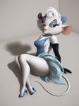  anthro blue_eyes clothing disney elbow_gloves eyelashes eyeshadow gloves high_heels lipstick looking_at_viewer makeup miss_kitty_mouse miss_kitty_mouse_(artist) showgirl the_great_mouse_detective wide_hips 