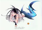  black_hair envy_(fma) fins fullmetal_alchemist gills looking_at_viewer male_focus merman monster_boy red_eyes solo starfish tongue tongue_out translation_request yukineko_(2958609) 