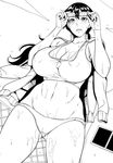  breasts cleavage goggles greyscale huge_breasts jacket maimu monochrome solo swimsuit wet 