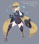  1girl android blonde_hair destiny_(game) e_draw_paint female full_body grey_background hat jacket personification simple_background solo 